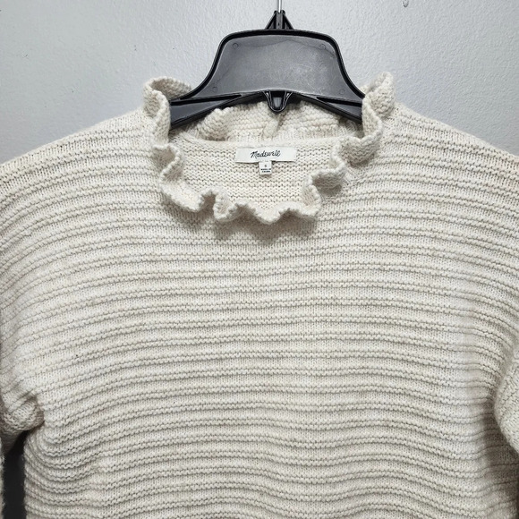 Madewell Women's ruffle neck pullover sweater merino wool blend size S … - Picture 2 of 8